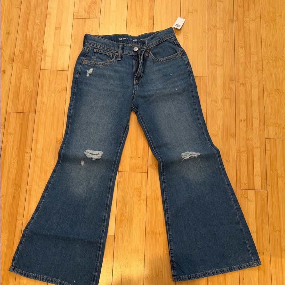 Old Navy Distressed Blue Wide Leg Jeans